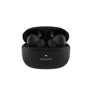 PHILIPS TAT1150BK/94 Premium Wireless Earbuds with ANC, Quad Mic ENC, Up to 55 Hr Playtime,13mm Neodymium Drivers,Multipoint, ergonomically Designed,IPX5 Water Resistance,Fast Charging (Deep Black)