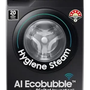 Samsung 8 kg, 5 star, Eco Bubble Technology, AI Control, Wi-Fi, Fully-Automatic Front Load Washing Machine (WW80T504DAB1TL, Hygiene Steam, Black Caviar, Awarded as Washing Machine Brand of the year)