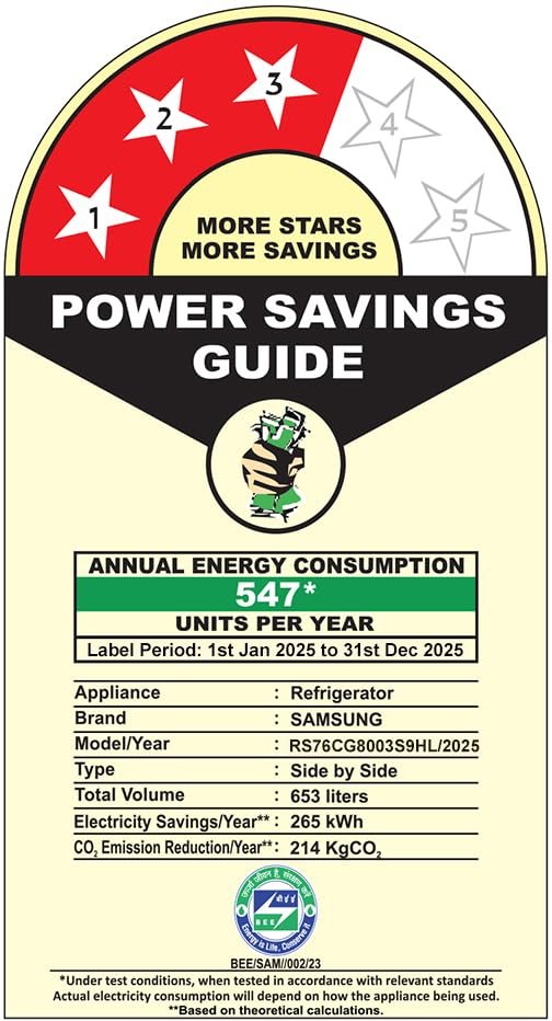 Samsung 653 L, 3 Star, Frost Free, Double Door, Convertible 5-in-1 Digital Inverter, Side By Side AI Enabled Smart Refrigerator with WiFi (RS76CG8003S9HL, Silver, Refined Inox) - Image 6