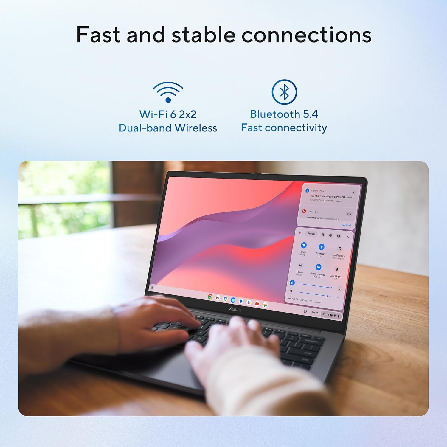 ASUS Chromebook CX1405, Intel Celeron N4500, 8GB RAM, 128GB, FHD 14"(35.56cm), Chrome OS, Quiet Blue, 1.4Kg, CX1405CKA-S60394, Intel UHD Graphics, 42WHrs, Thin & Light Laptop - Image 5