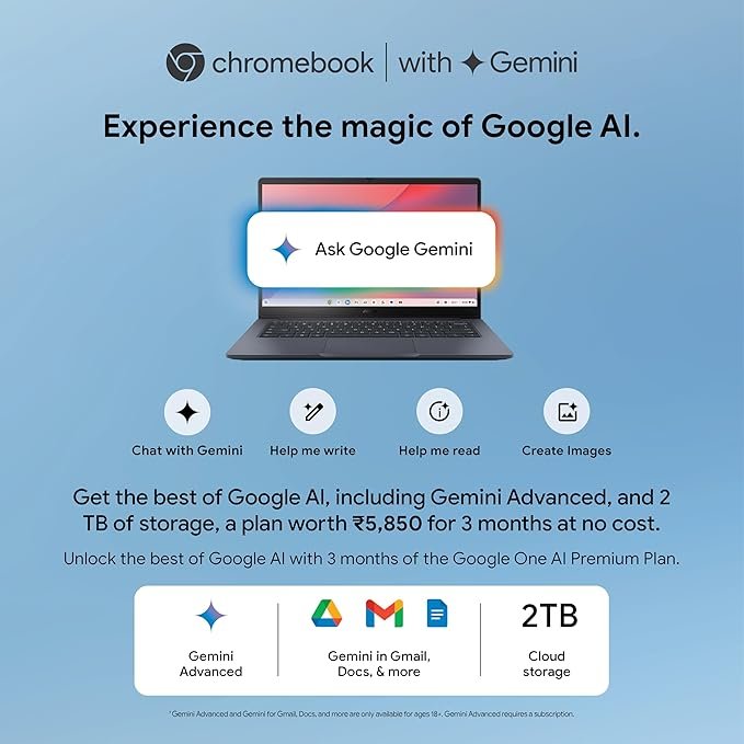 ASUS Chromebook CX1405, Intel Celeron N4500, 8GB RAM, 128GB, FHD 14"(35.56cm), Chrome OS, Quiet Blue, 1.4Kg, CX1405CKA-S60394, Intel UHD Graphics, 42WHrs, Thin & Light Laptop - Image 13