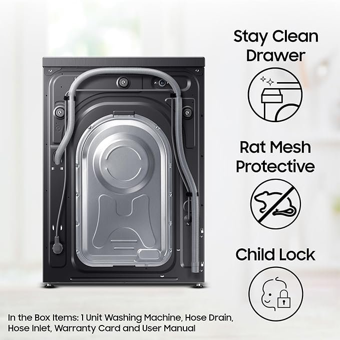 Samsung 8 kg, 5 star, Eco Bubble Technology, AI Control, Wi-Fi, Fully-Automatic Front Load Washing Machine (WW80T504DAB1TL, Hygiene Steam, Black Caviar, Awarded as Washing Machine Brand of the year) - Image 2