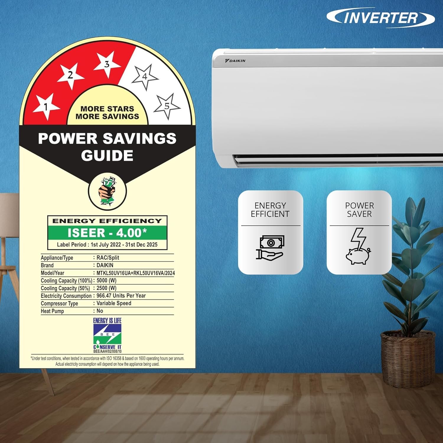 Daikin 1.5 Ton 3 Star Inverter Split AC (Copper, PM 2.5 Filter, Triple Display, Dew Clean Technology, Coanda Airflow, 2024 Model, MTKL50U, White) - Image 6