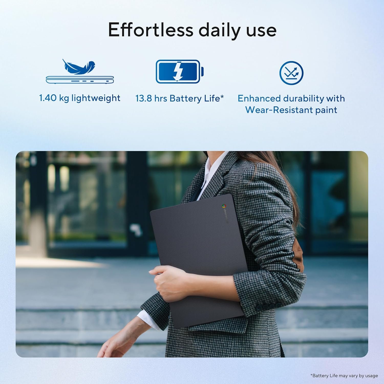 ASUS Chromebook CX1405, Intel Celeron N4500, 8GB RAM, 128GB, FHD 14"(35.56cm), Chrome OS, Quiet Blue, 1.4Kg, CX1405CKA-S60394, Intel UHD Graphics, 42WHrs, Thin & Light Laptop - Image 9