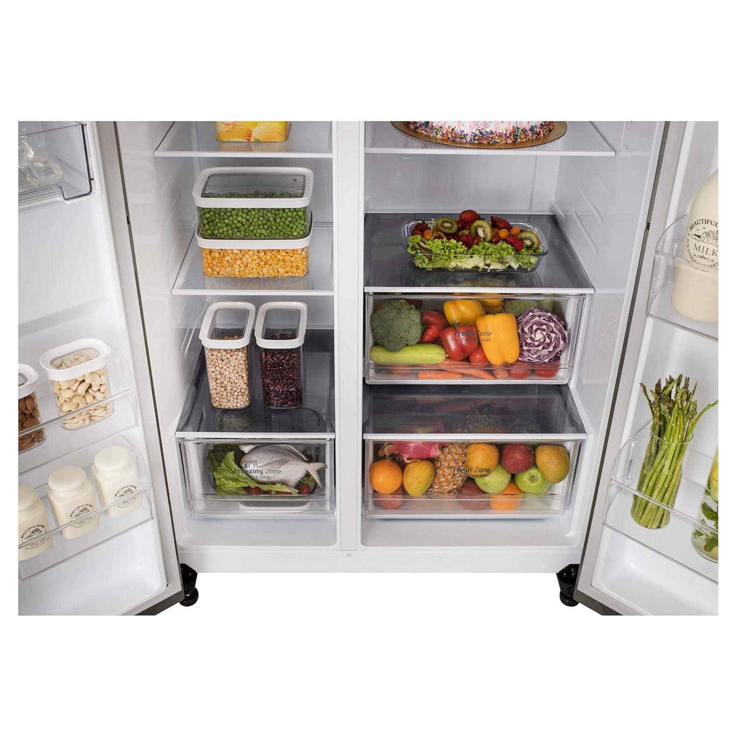 LG 655 L Frost-Free Smart Inverter Double Door Side-By-Side Refrigerator (GL-B257HDSY, Dazzle Steel, Express Freeze | Multi Air-Flow) - Image 5