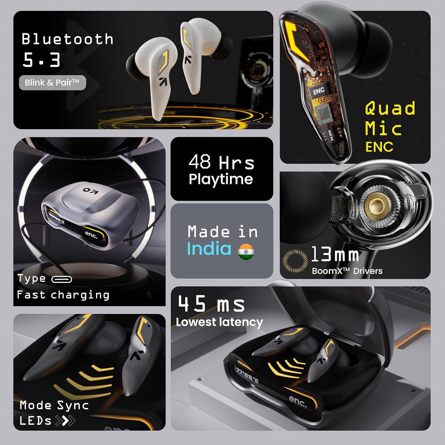 Boult GOBOULT (Formerly Astra Truly Wireless in Ear Earbuds with 48H Playtime, Built-in App Support, 45ms Low Latency Gaming, 4 Mics ENC, Breathing LEDs, 13mm Bass Drivers, TWS Ear Buds (White Opal) - Image 13