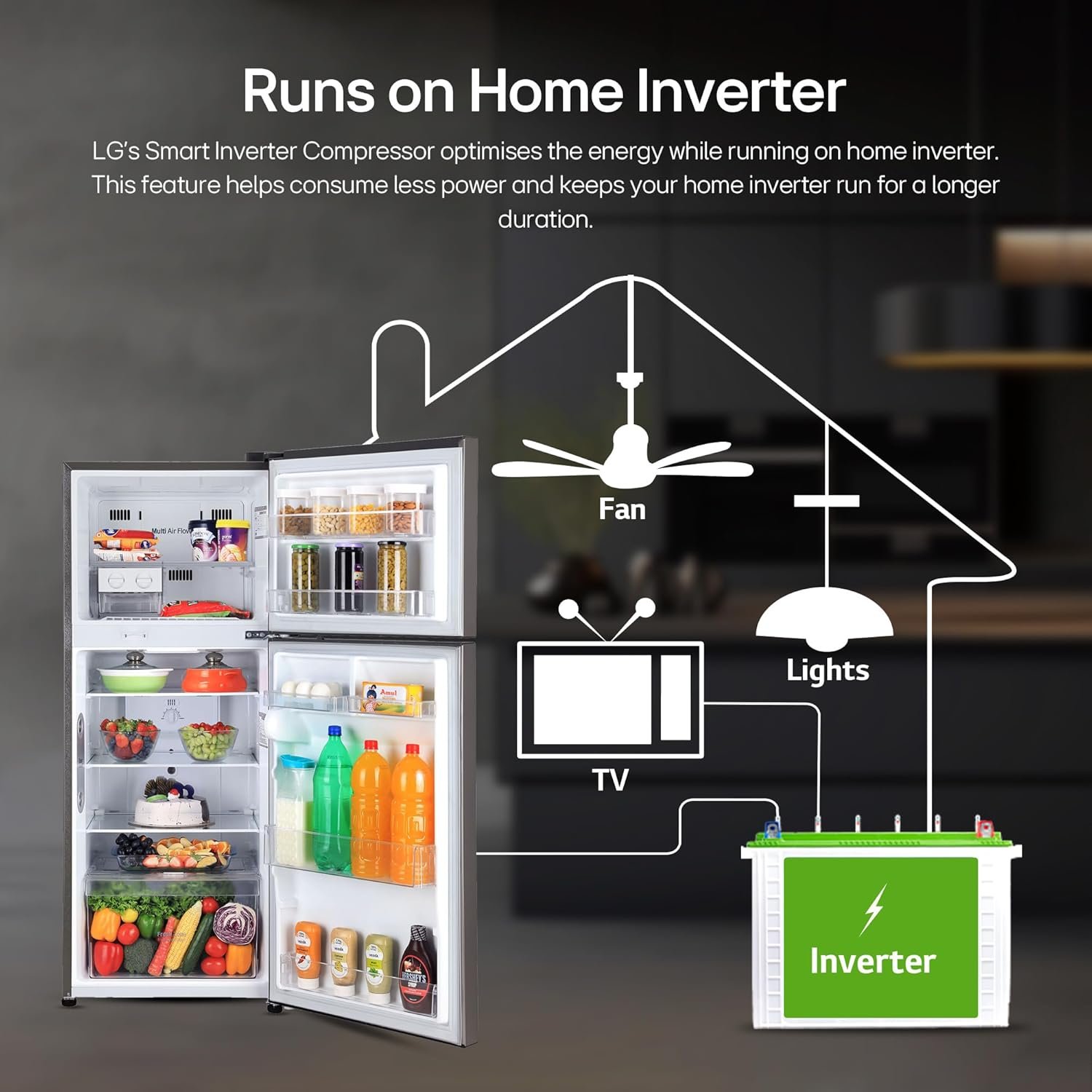 LG 242 L 3 Star Smart Inverter Frost-Free Double Door Refrigerator (GL-I292RPZX, Shiny Steel, Door Cooling+) - Image 8