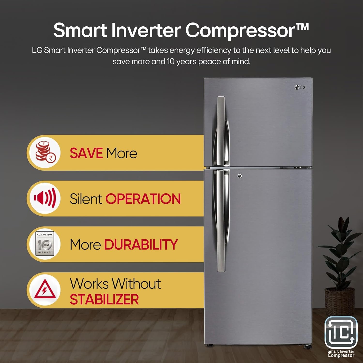 LG 242 L 3 Star Smart Inverter Frost-Free Double Door Refrigerator (GL-I292RPZX, Shiny Steel, Door Cooling+) - Image 9