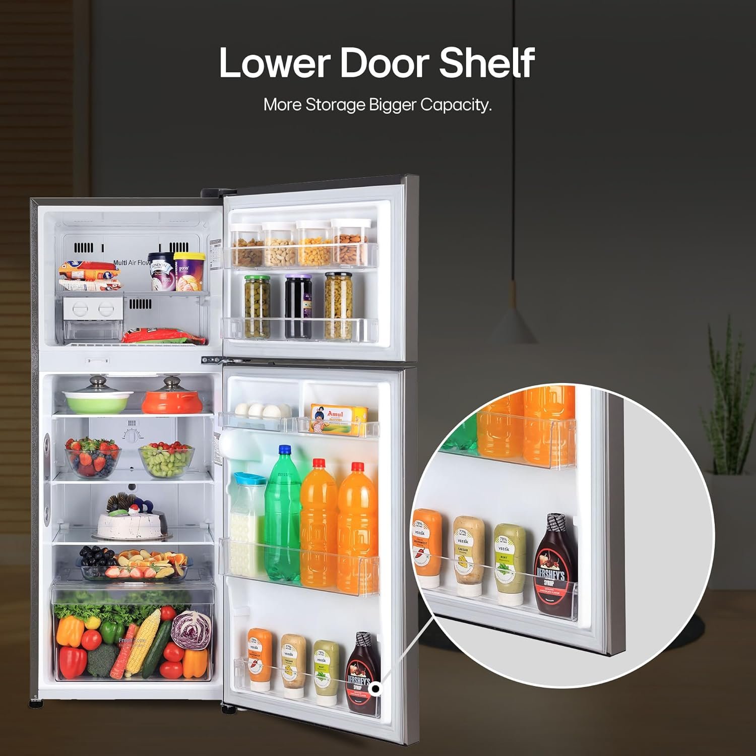 LG 242 L 3 Star Smart Inverter Frost-Free Double Door Refrigerator (GL-I292RPZX, Shiny Steel, Door Cooling+) - Image 7
