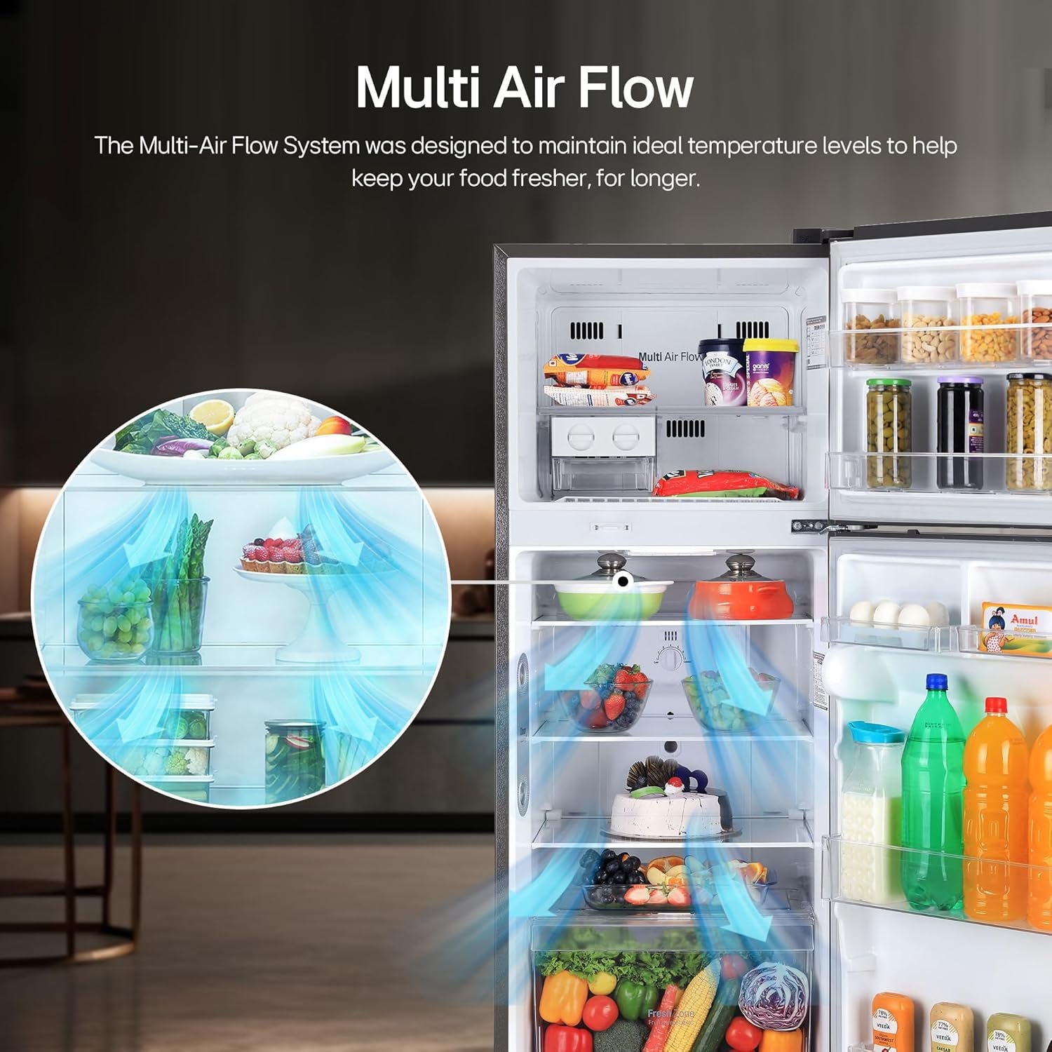 LG 242 L 3 Star Smart Inverter Frost-Free Double Door Refrigerator (GL-I292RPZX, Shiny Steel, Door Cooling+) - Image 10